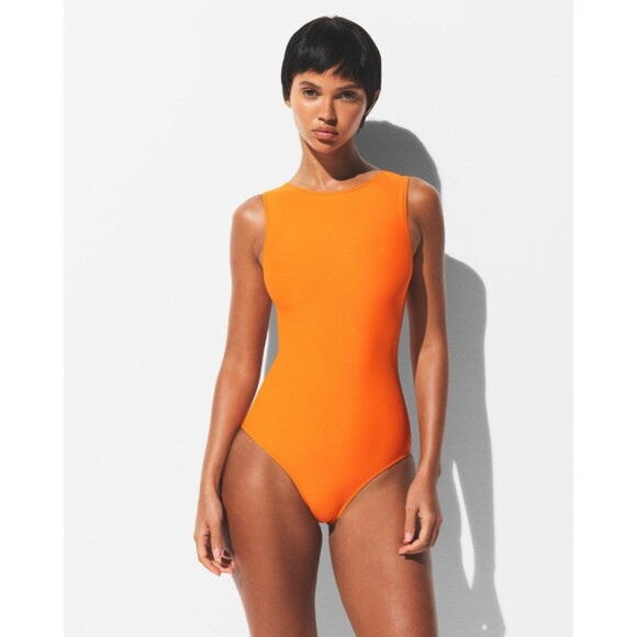 SKIMS *NWT SIGNATURE SWIM HIGH NECK ONE PIECE LARGE TANGERINE